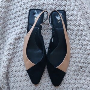 NWOB Zara Black and Tan  Slingbacks 7 1/2